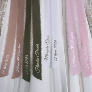 Personalizowana wstążka szyfonowa do bukietu ślubnego