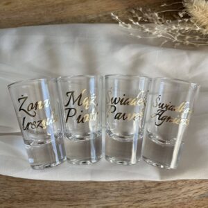 Kieliszki na wesele 25 ml 4 szt z Twoim napisem
