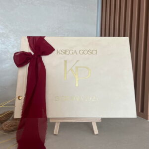 Księga gości welur z ankietą, 100 stron, inicjały