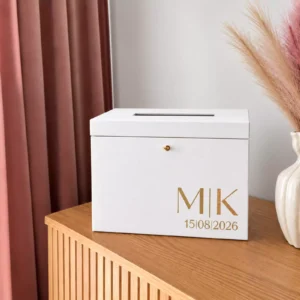 Pudełko na koperty ślubne, personalizowane, drewniane, białe Pudełko na koperty ślubne, personalizowane, drewniane, białe