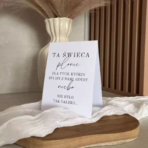 Ta świeca płonie, tabliczki na stół