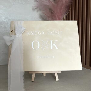 Welurowa księga gości z ankietami, 100 stron, boho