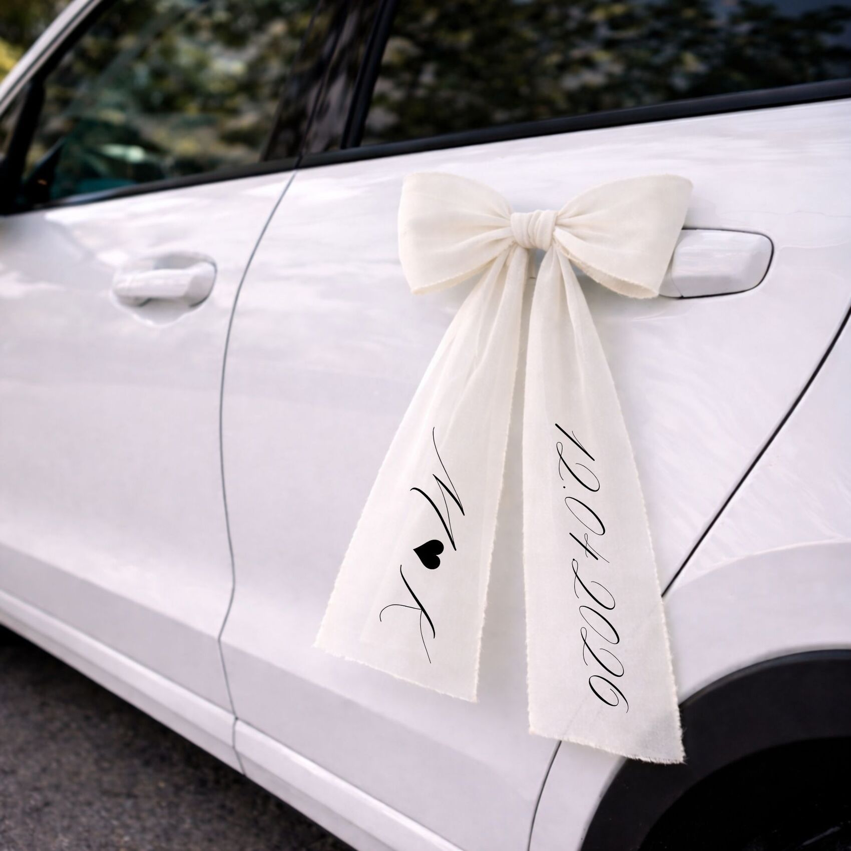 Wstążka na samochód na wesele personalizowana, zestaw 2 sztuki Wstążka na samochód na wesele personalizowana, zestaw 2 sztuki