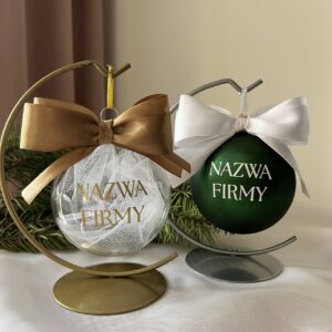 Bombka z logo firmy lub nazwą, gadżet firmowy na święta