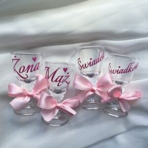 Kieliszki weselne do wódki na stopce 10 ml z Twoim napisem 4 szt