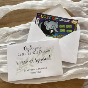 Koperta na zdrapki, drobne podziękowania dla gości Eucalyptus 1