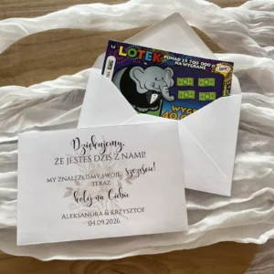 Koperta na zdrapki, podziękowanie dla gości Boho 1