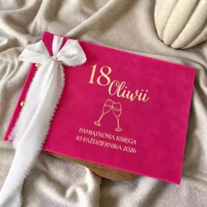 Księga gości urodziny, personalizowana, welurowa Księga gości urodziny, personalizowana, welurowa