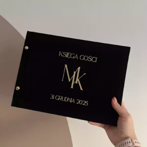 Księga gości welur z ankietą, 100 stron, inicjały