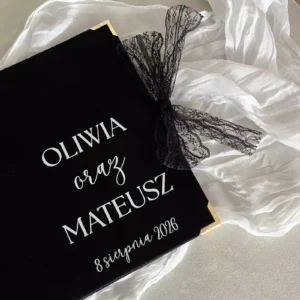 Księga gości welurowa z ankietami ze wstążką koronkową, WK2