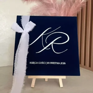 Księga gości weselnych welurowa z inicjałami Księga gości weselnych welurowa z inicjałami