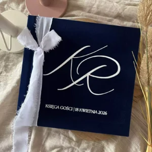 Księga gości weselnych welurowa z inicjałami