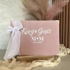 Księga gości z ankietą weselną welurowa, glamour, W33