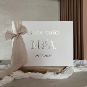 Księga gości z ankietami i miejscem na zdjęcie, boho