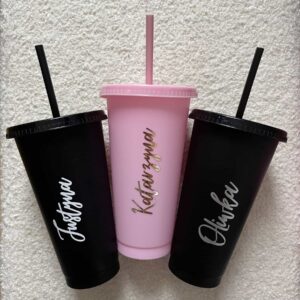 Kubek na wieczór panieński, personalizowany, ze słomką