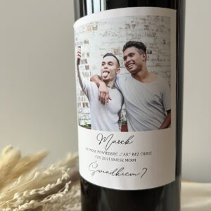 Naklejka prośba o świadkowanie na wino Polaroid