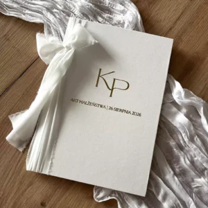 Okładka na akt małżeństwa, personalizowana teczka biała