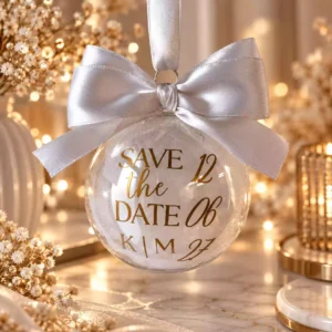 Personalizowana bombka, save the date, zawiadomienie o ślubie