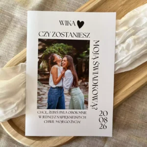 Prośba o świadkowanie dla niej kartka ze zdjęciem