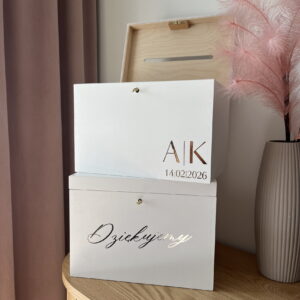 Pudełko na koperty ślubne, personalizowane, drewniane