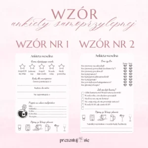 Samoprzylepne ankiety na wesele, naklejka z ankietą, zestaw 4 szt. wzór