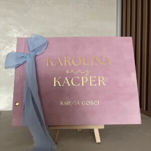 Welurowa księga gości z ankietą weselną, 100 stron