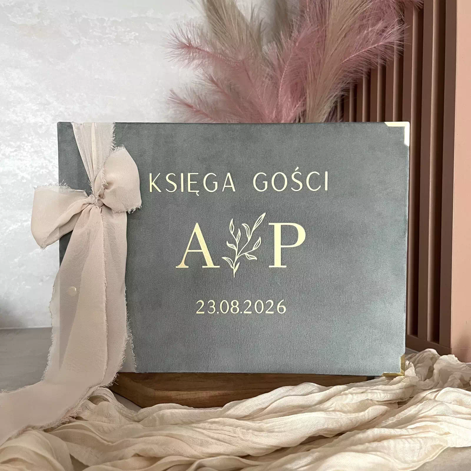 Welurowa księga gości z ankietami, 100 stron, boho, W36 Welurowa księga gości z ankietami, 100 stron, boho, W36