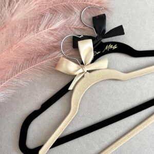 Wieszaki dla Pary Młodej ze wstążką, welurowe