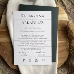 Zaproszenia ślubne czarno białe minimalistyczne ZM4