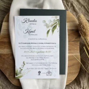 Zaproszenie ślubne botaniczne Eucalyptus 1